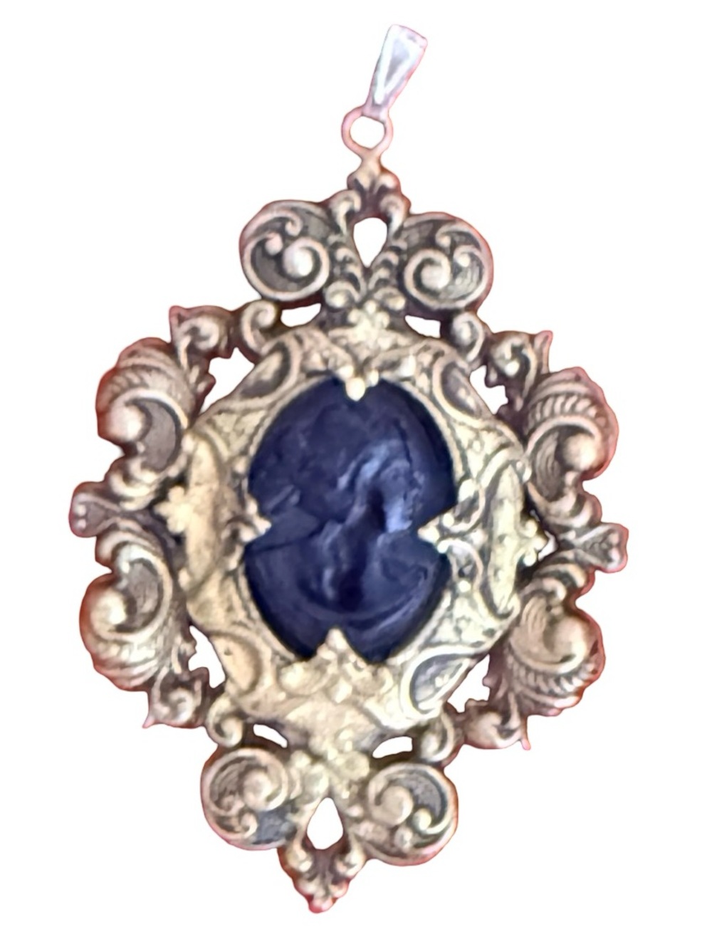 Vintage Black Cameo Pendant Necklace